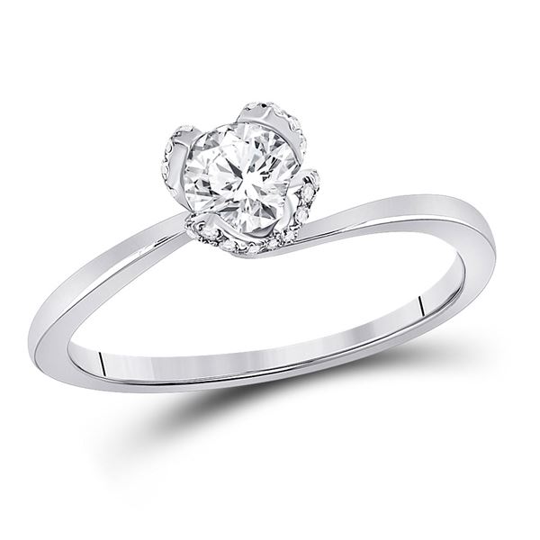 Round Diamond Solitaire Bridal Wedding Engagement Ring 5/8 Cttw 14KT White Gold
