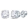 Image 1 : Round Diamond Solitaire Earrings 1 Cttw 14KT White Gold