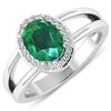 Image 1 : Natural 1.87 CTW Zambian Emerald & Diamond Ring 14K White Gold - REF-88R9F