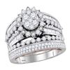 Image 1 : Diamond Cluster Bridal Wedding Ring Band Set 2 Cttw 14KT Two-tone Gold