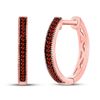 Image 1 : Round Red Color Enhanced Diamond Oblong Hoop Earrings 1/10 Cttw 10KT Rose Gold