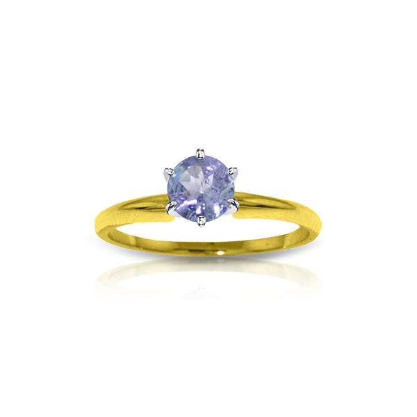 Genuine 0.65 ctw Tanzanite Ring 14KT Yellow Gold - REF-32X2M