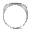 Image 2 : Round Diamond Rectangle Cluster Ring 1/2 Cttw 10KT White Gold