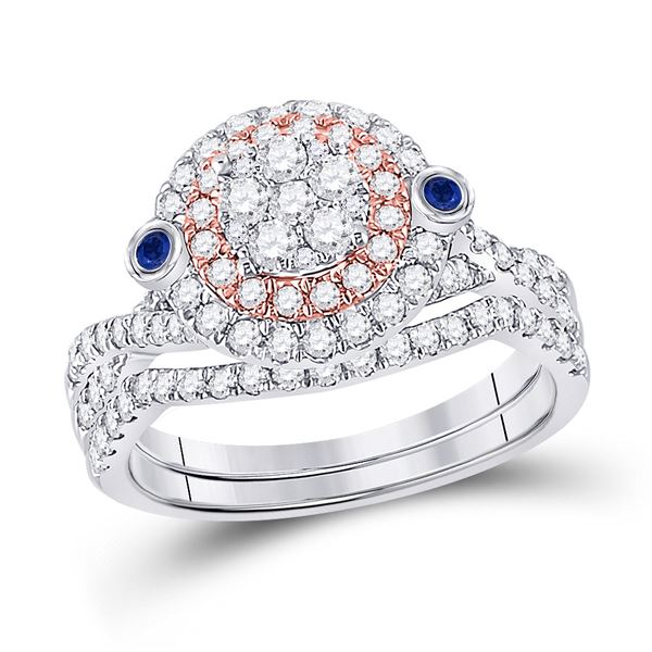 Diamond Bridal Wedding Ring Band Set 1 Cttw 10KT Two-tone Gold