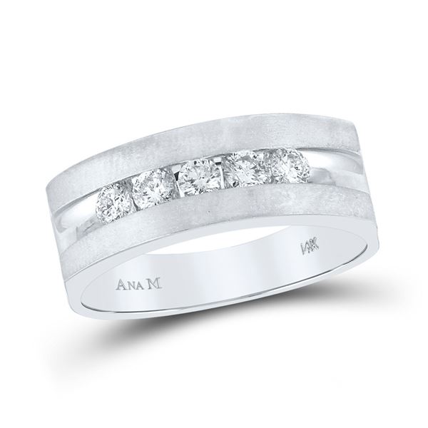 Round Diamond Wedding 5-Stone Band Ring 1/2 Cttw 14KT White Gold