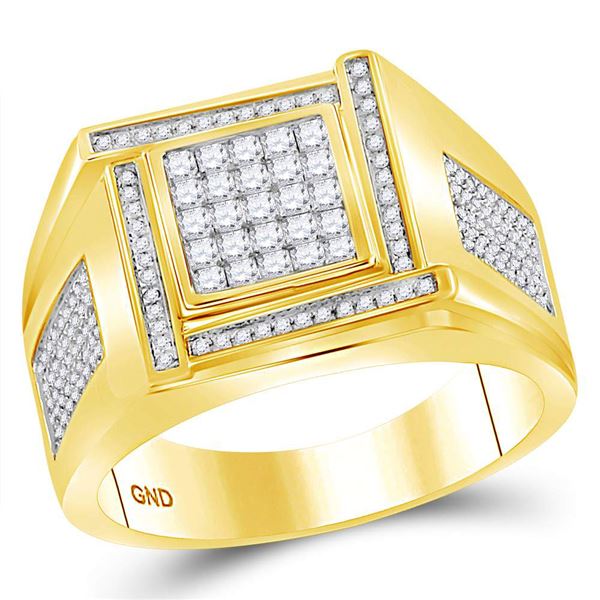 Princess Diamond Square Cluster Ring 3/4 Cttw 10KT Yellow Gold