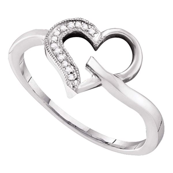 Round Diamond Heart Outline Ring 1/20 Cttw 10KT White Gold
