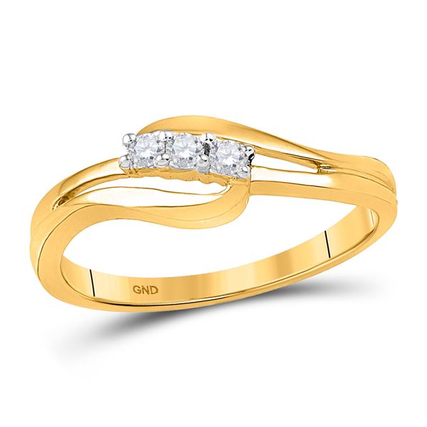 Diamond 3-stone Bridal Wedding Engagement Ring 1/10 Cttw 10KT Yellow Gold