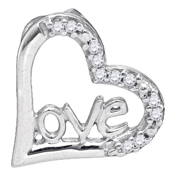 Round Diamond Heart Pendant 1/20 Cttw 10KT White Gold