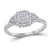 Image 1 : Round Diamond Square Cluster Ring 1/6 Cttw 10KT White Gold