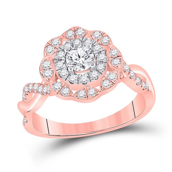 Diamond Halo Bridal Wedding Engagement Ring 7/8 Cttw 14KT Rose Gold