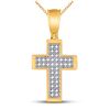 Image 1 : Round Diamond Cross Pendant 1/10 Cttw 10KT Yellow Gold