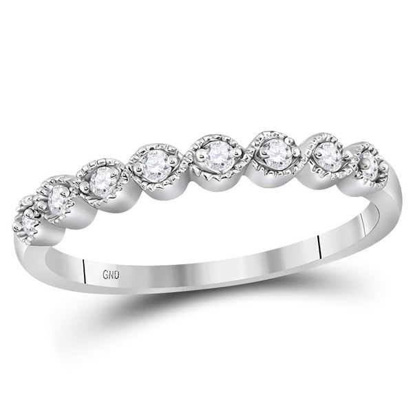 Round Diamond Stackable Band Ring 1/10 Cttw 10KT White Gold