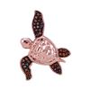 Image 1 : Round Red Color Enhanced Diamond Sea Turtle Tortoise Pendant 1/10 Cttw 10KT Rose Gold