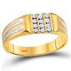 Image 1 : Round Diamond Triple Row Band Ring 1/8 Cttw 10KT Yellow Gold