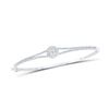 Image 1 : Princess & Round Diamond Bangle Bracelet 1 Cttw 14KT White Gold