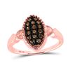 Image 1 : Round Brown Diamond Oval Cluster Ring 1/5 Cttw 10KT Rose Gold