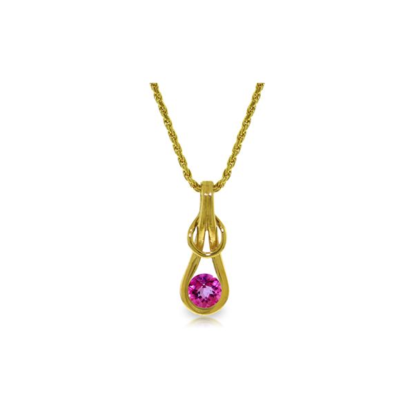 Genuine 0.65 ctw Pink Topaz Necklace 14KT Yellow Gold - REF-73A7K