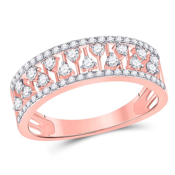 Round Diamond Fashion Anniversary Ring 3/8 Cttw 14KT Rose Gold