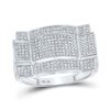 Image 1 : Round Diamond Rectangle Cluster Ring 1/2 Cttw 10KT White Gold