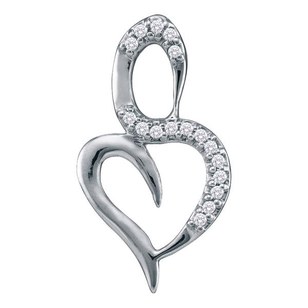Round Diamond Small Heart Pendant 1/20 Cttw 10KT White Gold