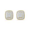 Image 1 : Round Diamond Square Cluster Stud Earrings 1/4 Cttw 10KT Yellow Gold