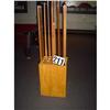 Image 1 : wood cue caddy with cue sticks