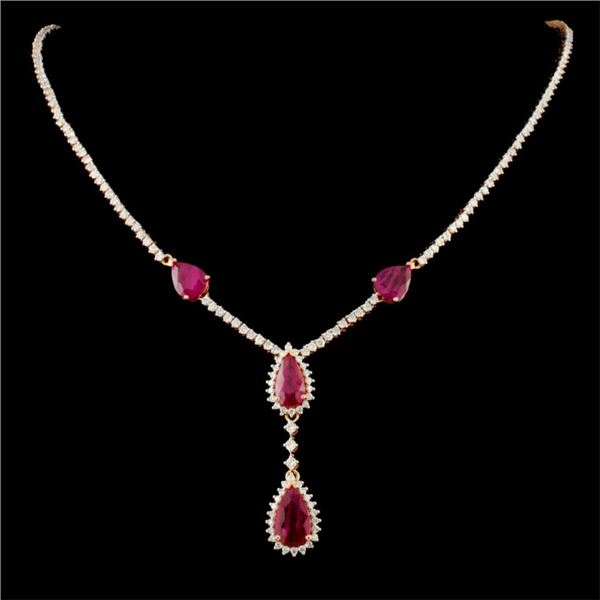 14K Gold 6.93ct Ruby & 3.54ctw Diamond Necklace