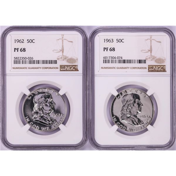 Lot of 1962-1963 Proof Franklin Half Dollar Coins NGC PF68