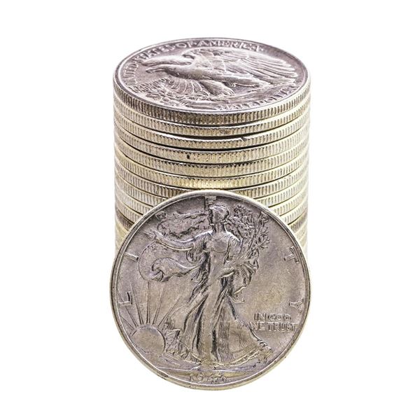 Roll of (20) 1943 Walking Liberty Half Dollar Coins