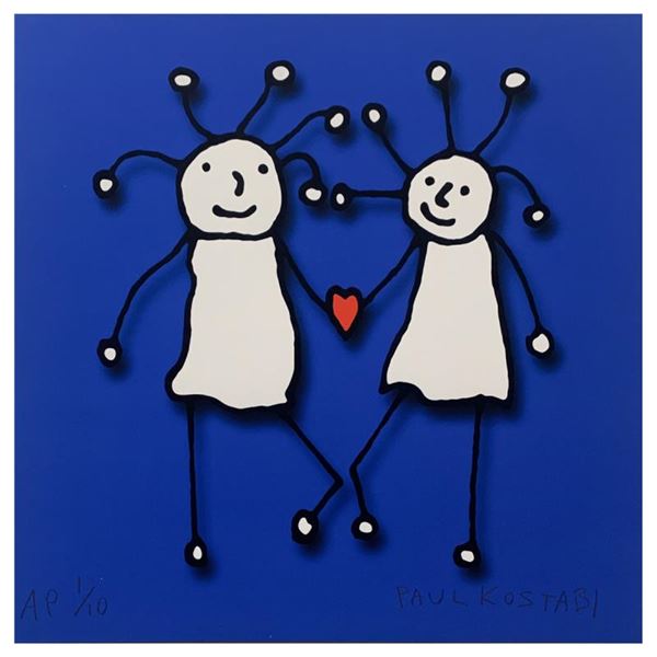 Paul Kostabi "Sprkl Love (Blue)" Limited Edition Giclee On Paper