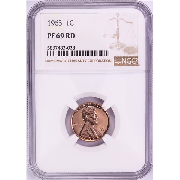 1963 Proof Lincoln Memorial Cent Coin NGC PF69RD