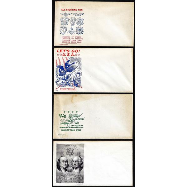 Lot of (4) WWII Era Patriotic Unused Envelopes