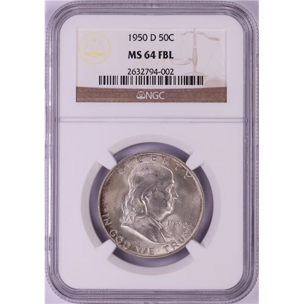 1950-D Franklin Half Dollar Coin NGC MS64FBL