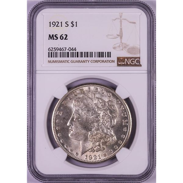 1921-S $1 Morgan Silver Dollar Coin NGC MS62