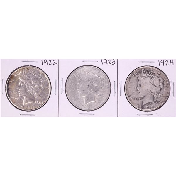 Lot of 1922-1924 $1 Peace Silver Dollar Coins