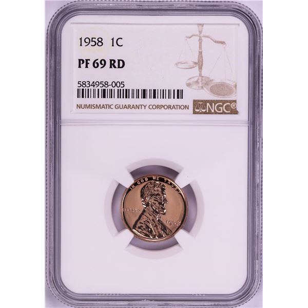 1958 Proof Lincoln Wheat Cent Coin NGC PF69RD