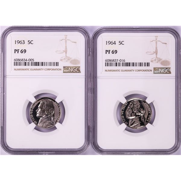 Lot of 1963-1964 Proof Jefferson Nickel Coins NGC PF69
