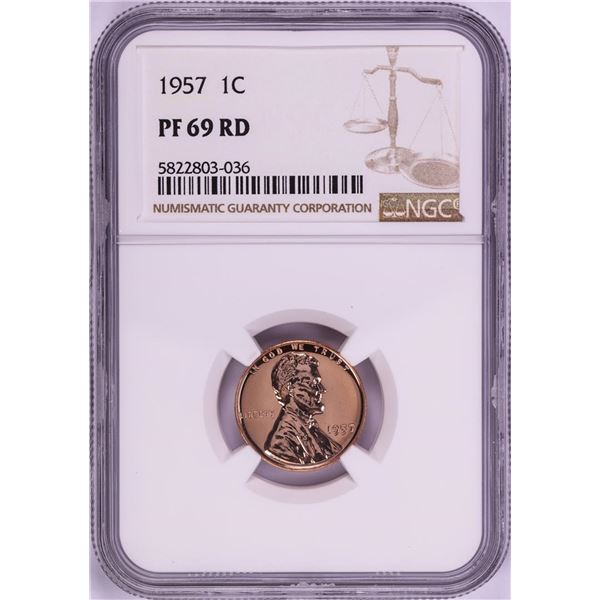 1957 Proof Lincoln Wheat Cent Coin NGC PF69RD