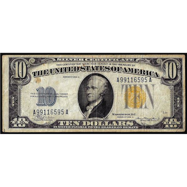 1934A $10 North Africa WWII Emergency Issue Silver Certificate Note