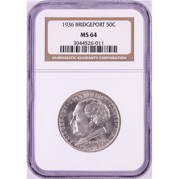 1936 Bridgeport Commemorative Half Dollar Coin NGC MS64