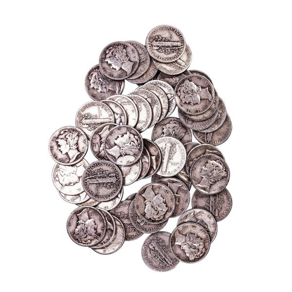 Lot of (50) Assorted Date Mercury Dime Coins