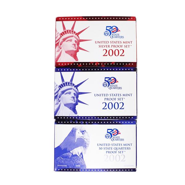 Lot of (3) 2002 United States Mint Proof Sets