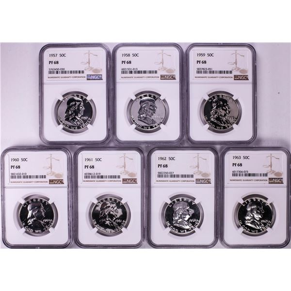 Lot of 1957-1963 Proof Franklin Half Dollar Coins NGC PF68