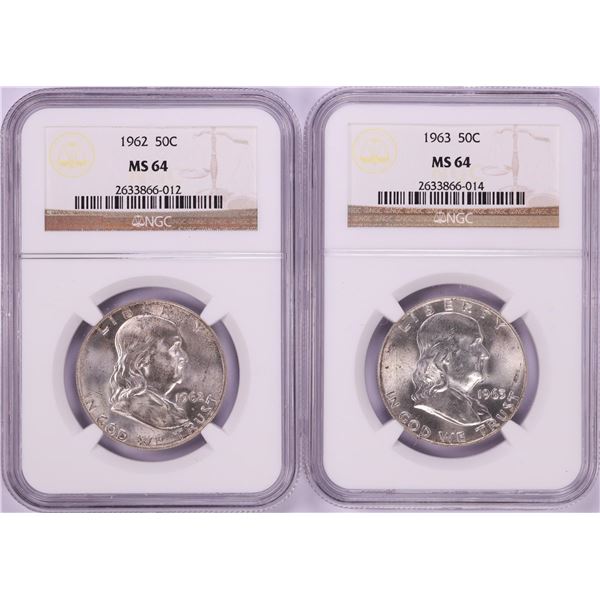 Lot of 1962-1963 Franklin Half Dollar Coins NGC MS64