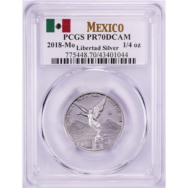 2018-Mo Mexico Proof 1/4 oz Silver Libertad Coin PCGS PR70DCAM