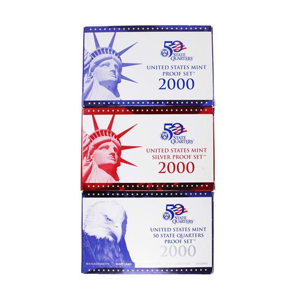 Lot of (3) 2000 United States Mint Proof Sets