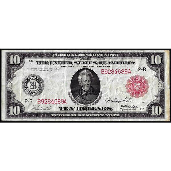 1914 $10 Federal Reserve Note New York Red Seal