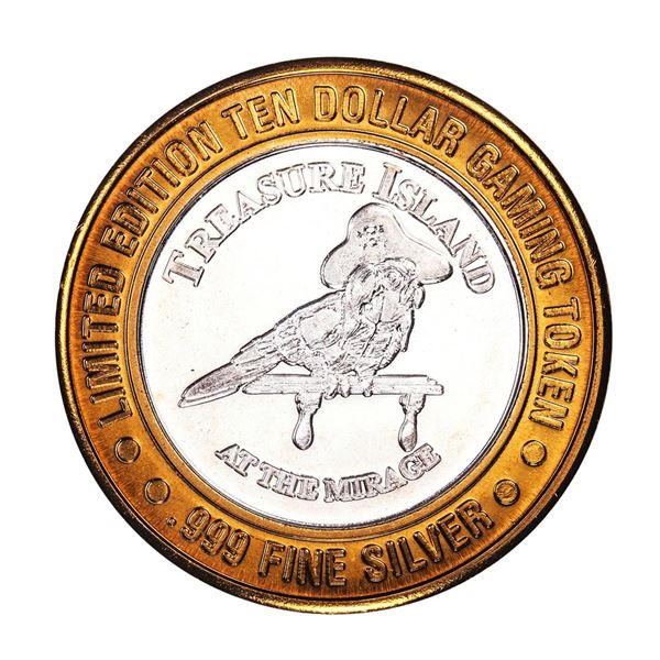 .999 Silver Treasure Island Las Vegas, Nevada $10 Casino Limited Edition Gaming Token