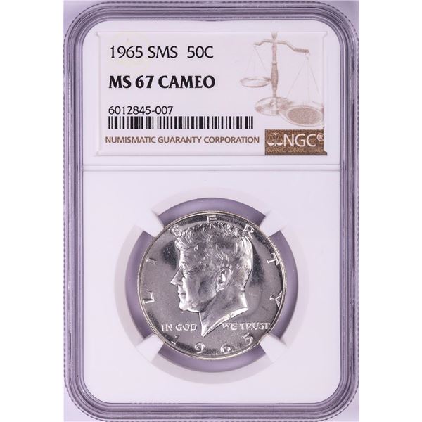 1965 SMS Kennedy Half Dollar Coin NGC MS67 Cameo